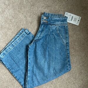 Zara girls pleated wide leg jeans nwt
